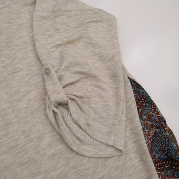 Bobeau Cream/Tan Marled Boho Flowy Sweatshirt Cottage Cottagecore Boxy Oversize - Picture 3 of 8